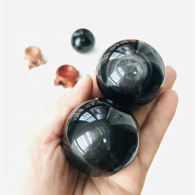 Wholesale Price Rare Natural Silver Obsidian Stone Ball Black Obsidian Crystal Sphere