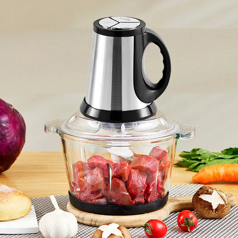 2024 горячая Распродажа домашний кухонный комбайн бытовая мясорубка измельчитель овощей 2 л 3 мини-электрическая мощная
