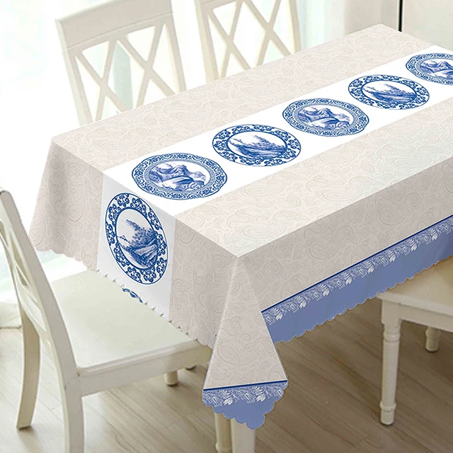 RNPT Arabic Style  Table Cloth PW195-R560-1 Folk Style Table Cover Printed Pvc Tablecloth Waterproof Tablecloth