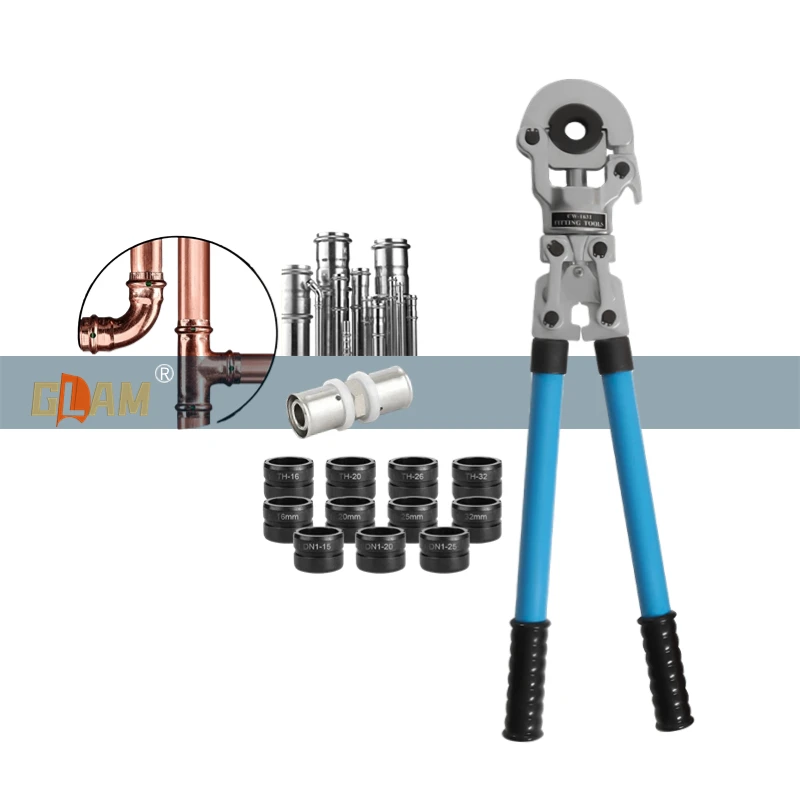 Manual Copper Tube Pipe Fittings Crimping Tool Set ProPress plumber tools With TH Profile Dies Profile 16 20 25 32 HVAC Systems