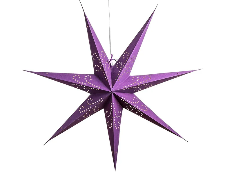 Purple Christmas Decorations Handmade 7 Points Paper Star Lanterns Lampshade Wholesale