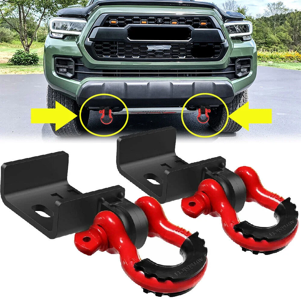 4X4 Offroad Truck Parts Front Tow Hook Mount Bracket and D-Ring Buckle D Ring Shackles for Tacoma 2009-2023 88711 Demon Bracket