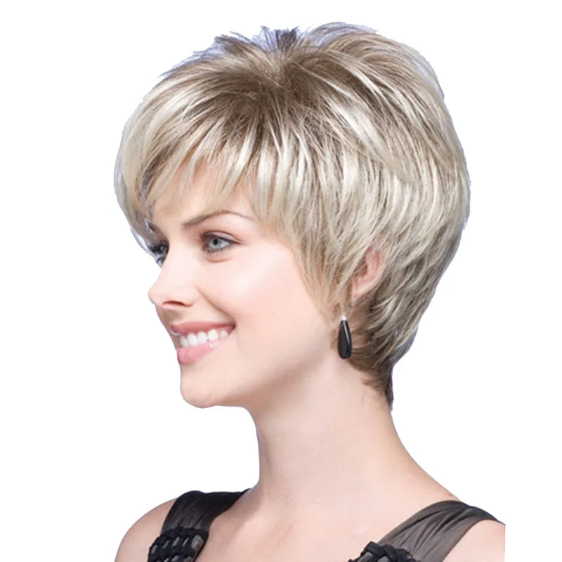 100% virgin remy human hair natural color pre-plucked hairline short straight glueless Synthetic Wig front wig