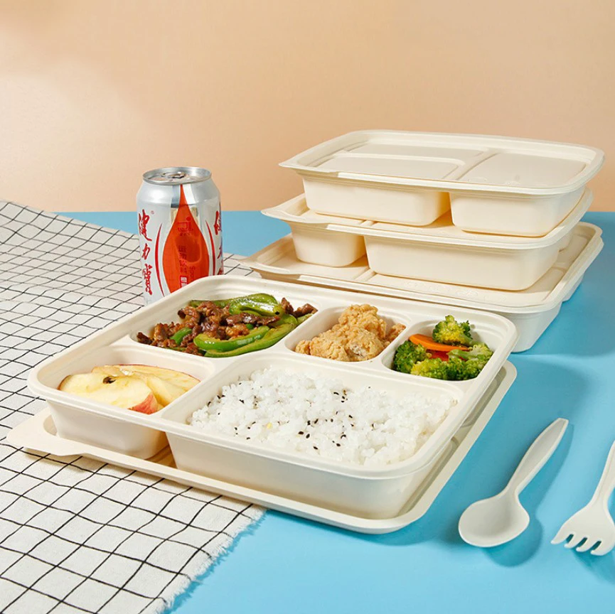 Corn Starch Disposable Containers Fast Food Tray Biodegradable Lunch Box