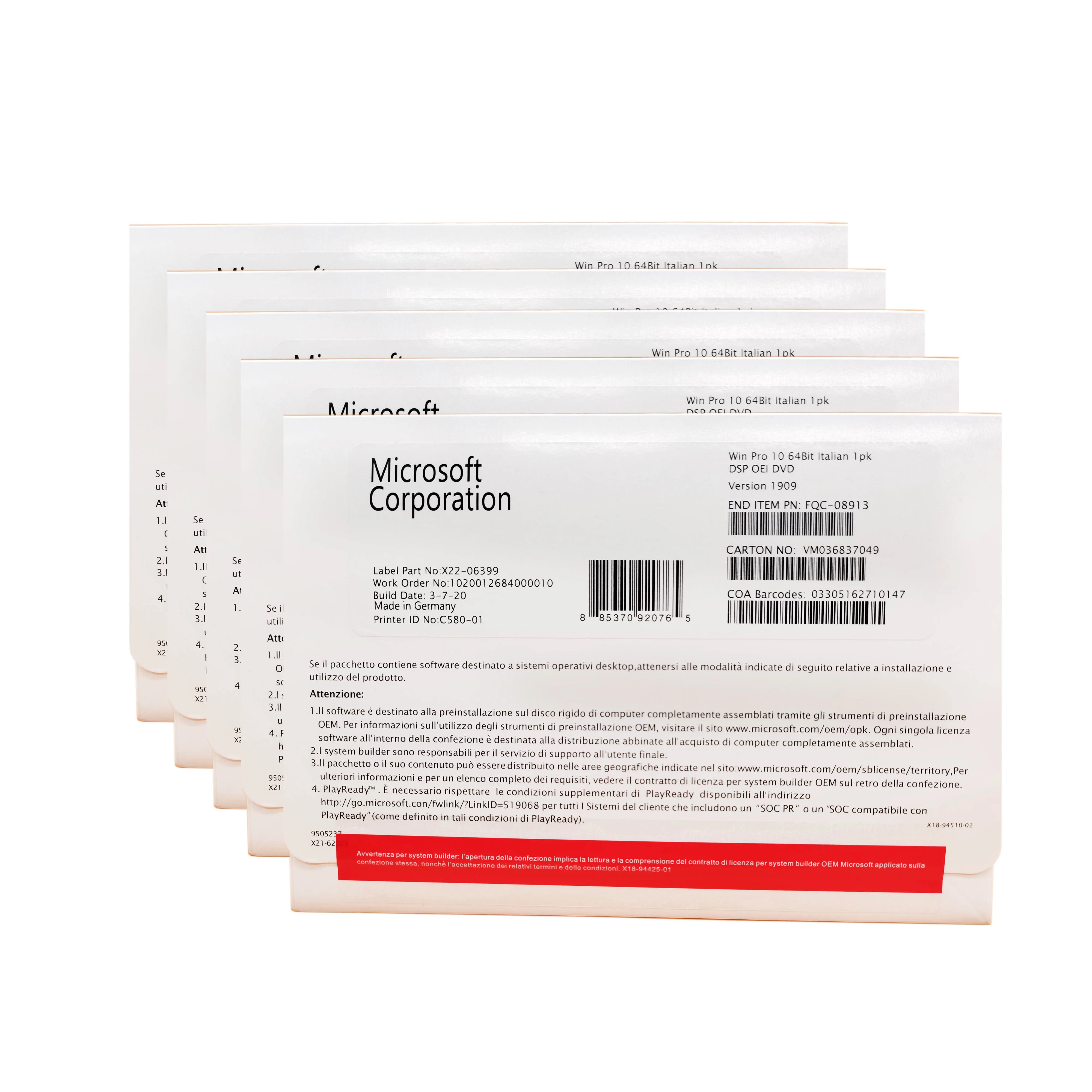 Computer hardware Windows 10 professional  32bit 64 bit OEM license key activation online windows 10 pro oem dvd pack software