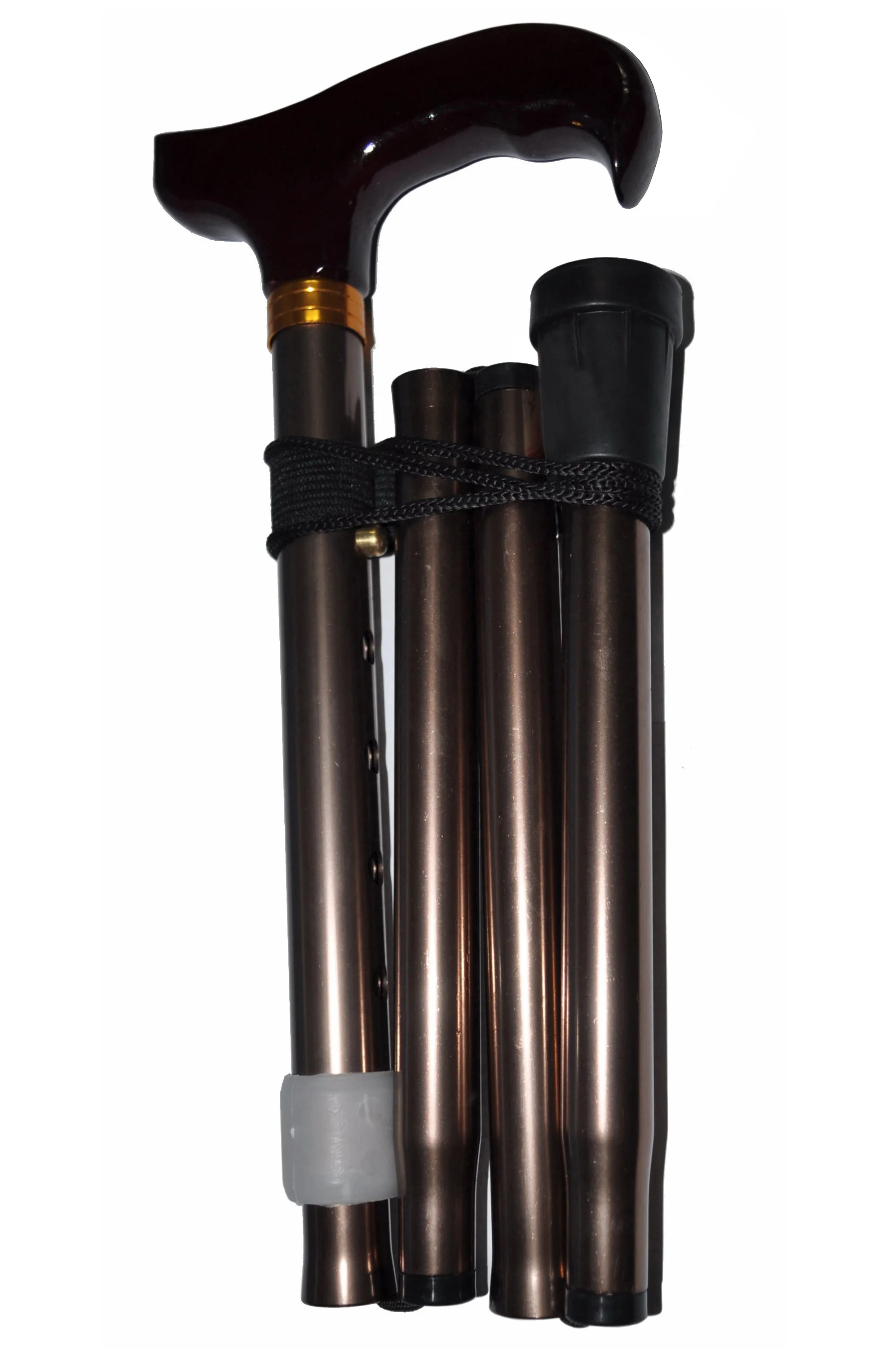 4 sections wooden handle  aluminium alloy folding walking stick