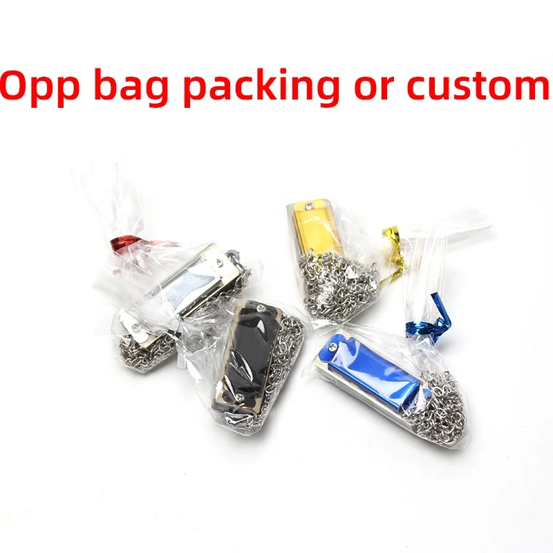 Custom Logo Mini Harmonica Chromatic Harmonicas 4 Holes 8 Tones Mouth Organ Toy Adorable Kids and Adult Harmonica Necklace Set
