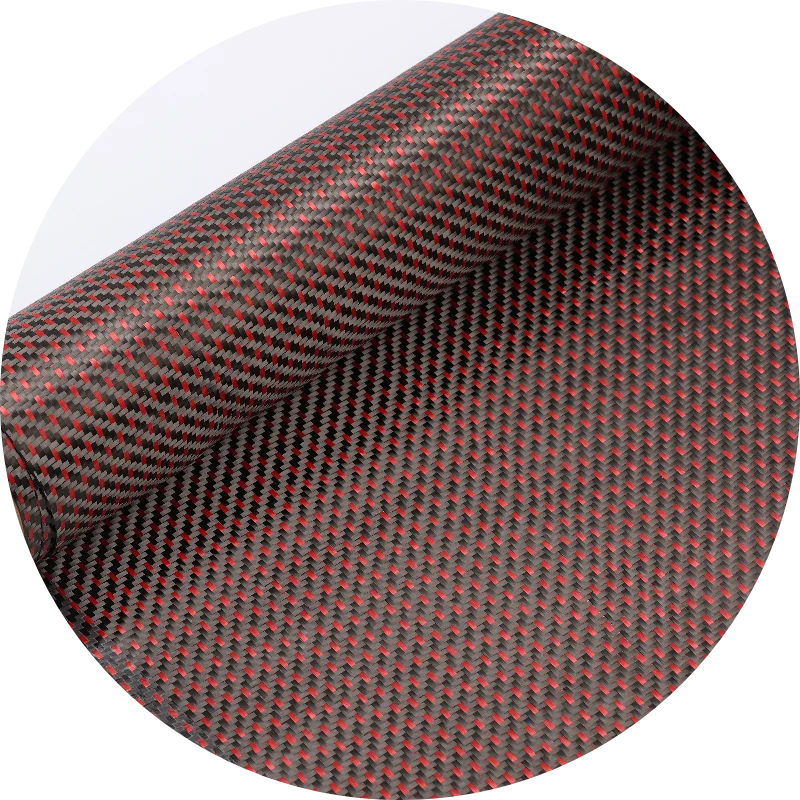 3k 2+1 Twill  hybrid fabric red blue  Carbon Fiber