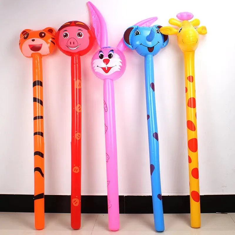 Hot Sale Children Outdoor PVC Inflatable Long Stick Cartoon Animal Cheer Stick