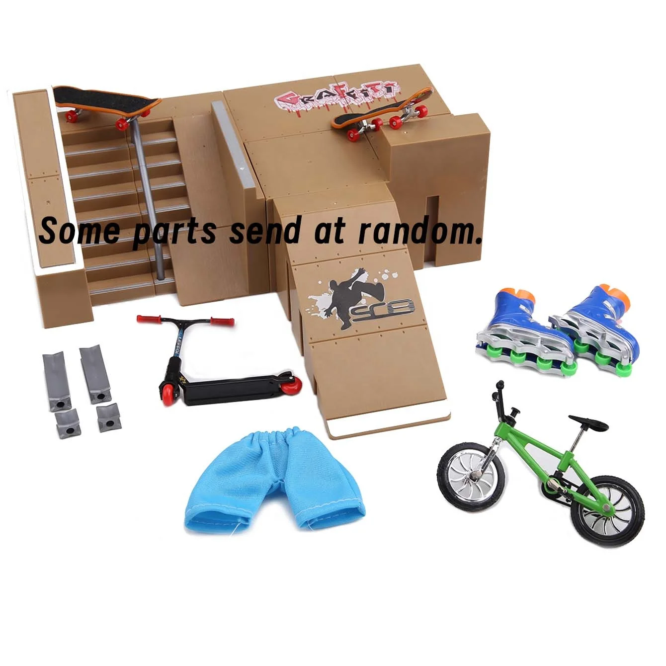 Finger Skateboard Skatepark Set Mini Ramp with Skateboarding Finger Skate Boarding Mini Finger Toys Set Including Fingerboards