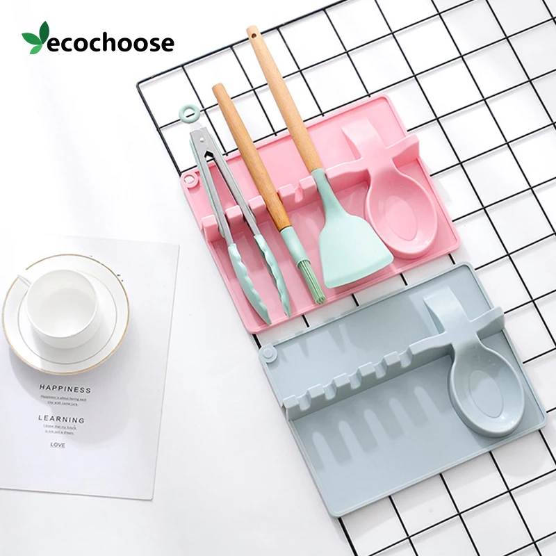 Ecochoose High Quality 4pcs Silicone Spoon Holder Kitchen Tools Spatula Colander Utensil Holder