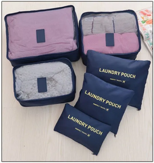 Waterproof Oxford cloth double zipper travel storage 6 pieces luggage packing bag Travel luggage packing cube set