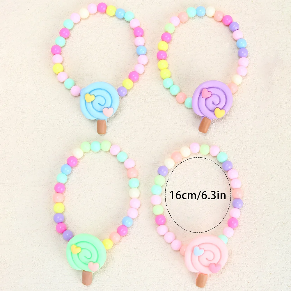 CN Summer Sweet Beaded Bracelets for Kids Girls Candy Ice Cream Handmade Bracelets Accessories