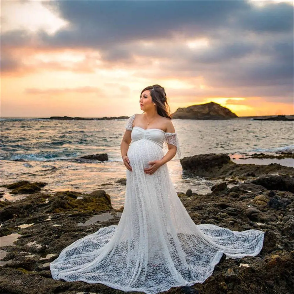 New Long Maternity Photography Props Pregnancy Dress Photography Maternity Dresses For Photo Shoot Pregnant Dress Lace Maxi Gown