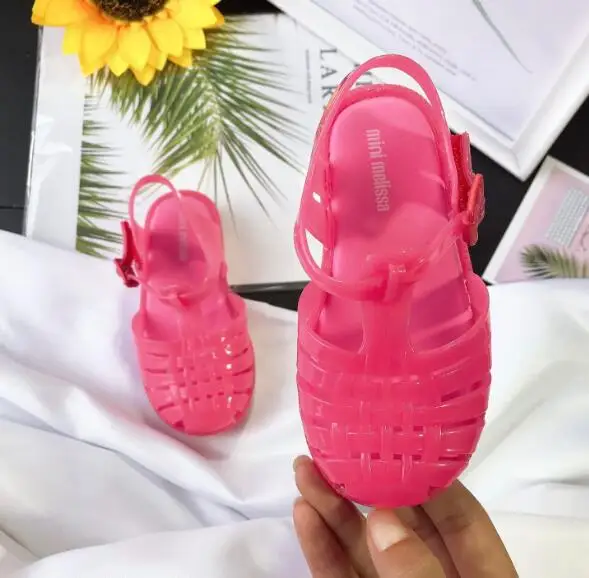 Solid color kids jelly sandals