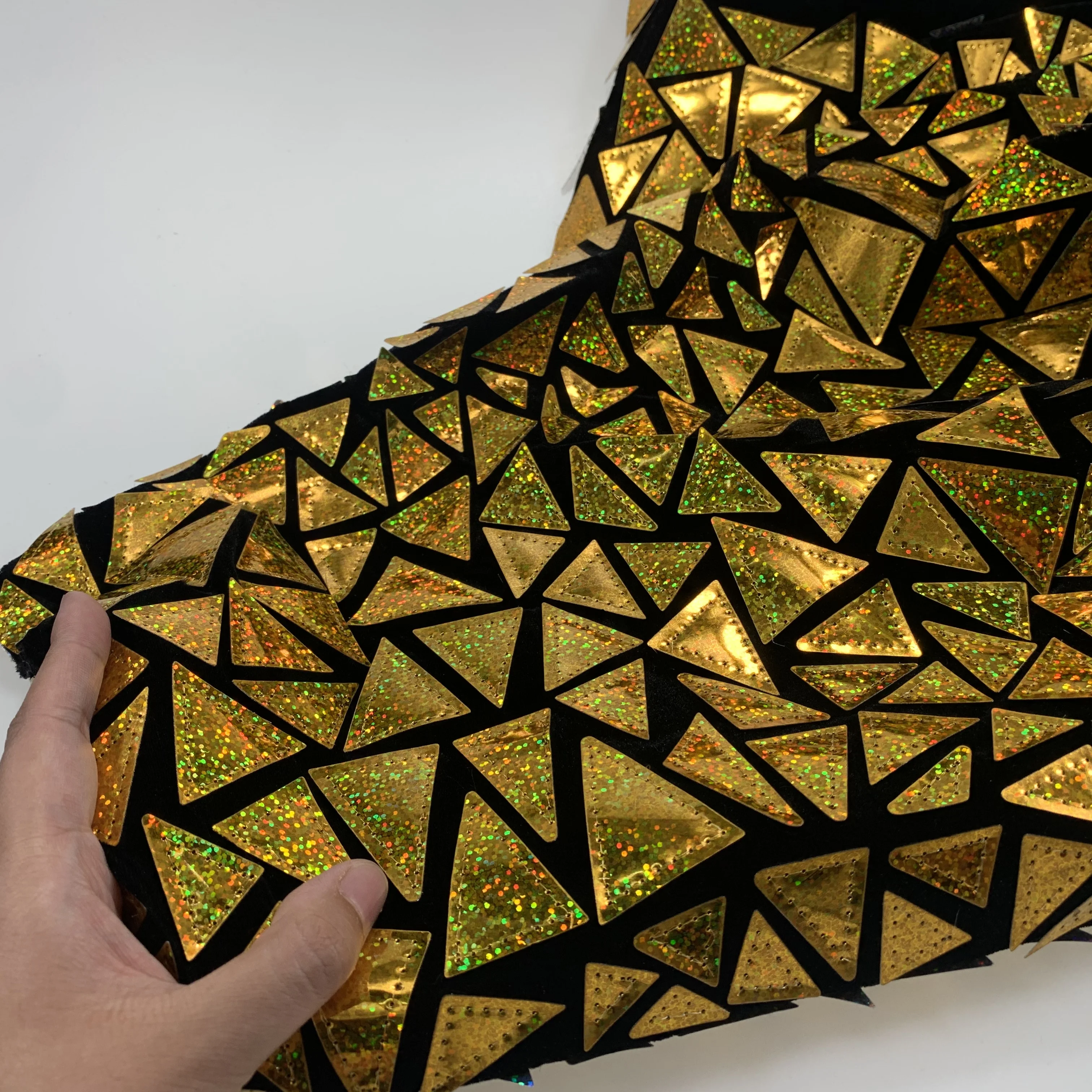 New Fashion Elastic Velvet Spandex Hologram Sequin Velour Fabric Laser Colorful Background for Bags Clothing Accessories Shoes