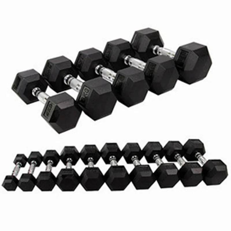 Wholesale rubber hex dumbbells 7.5 10 12.5 15 20 25 kg weight dumbell for bodybuilding