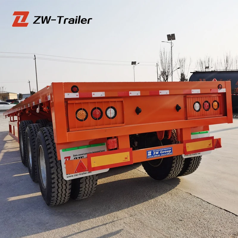 ZW Group 4-Axle 70ton Shipping Container Semi Trailer flatbed semi trailer for Saudi Arabia