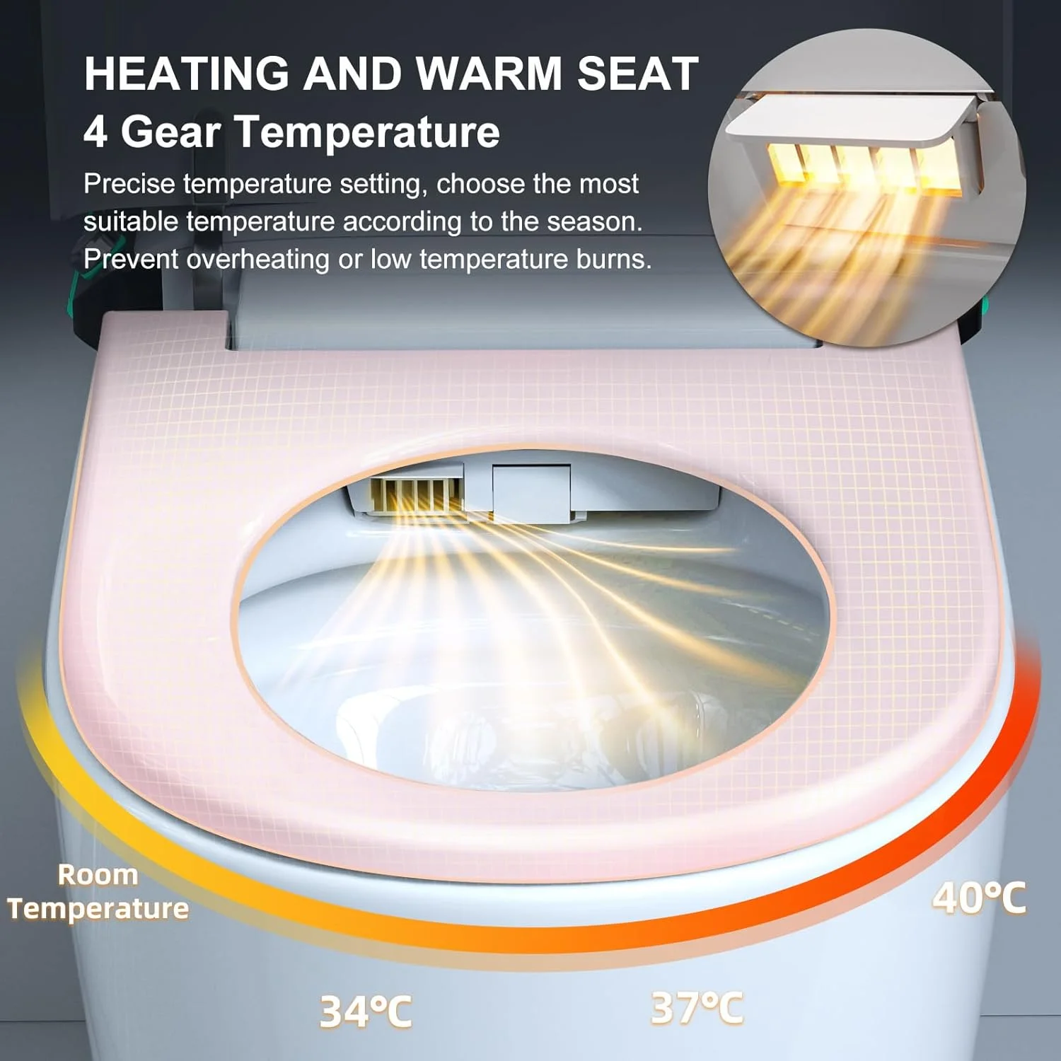 MWD Smart Toilet Automatic on/off Cover with Heated Seat Washing and Dryer Built-in Basin Smart Toilet