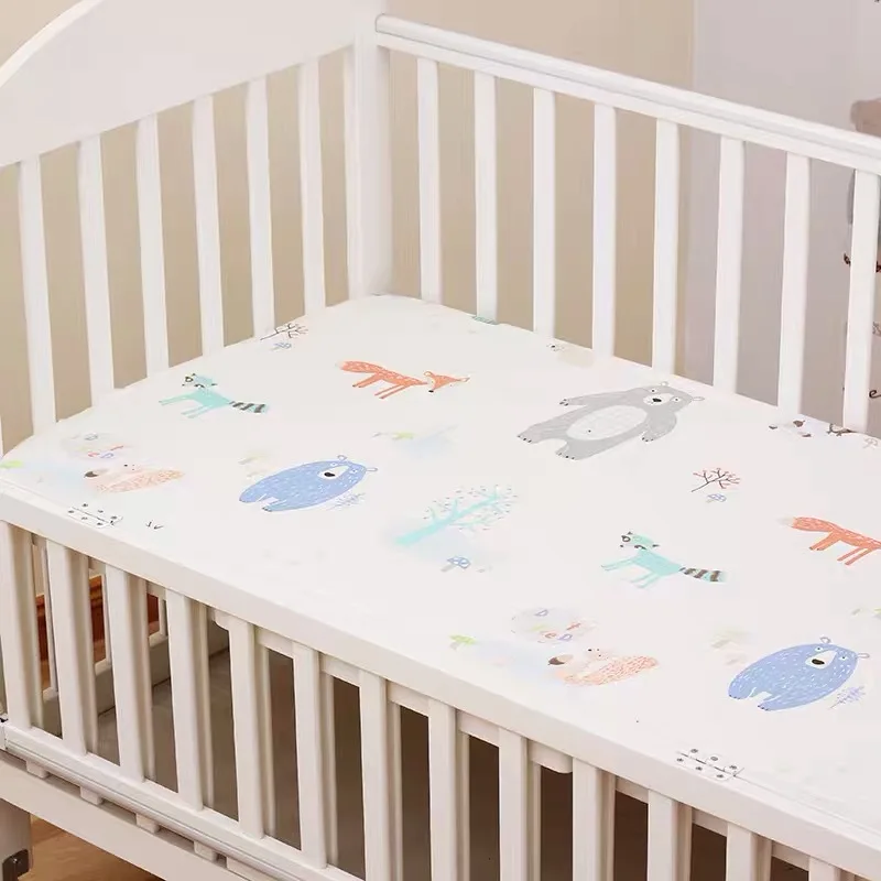 custom Printing white  bamboo fiber Baby Crib bed Sheet For Newborn Children