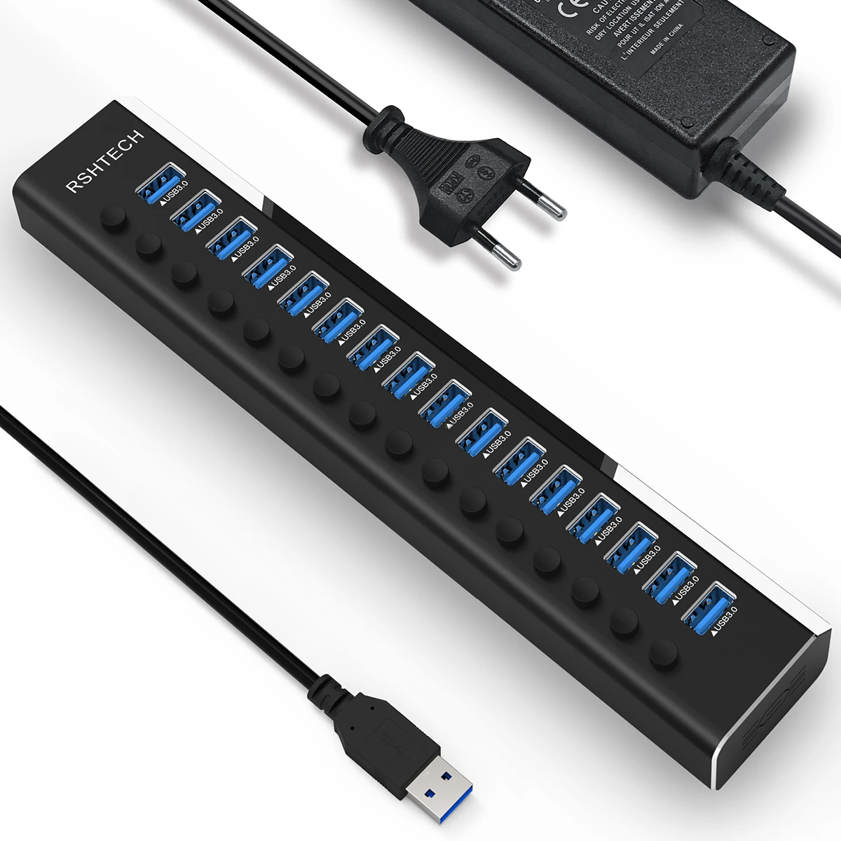 RSHTECH 16 в 1 USB 3,0 концентратор разветвитель 100 Вт адаптер питания отдельные переключатели 16 портов USB концентратор для ПК компьютерные аксессуары (1600818616870)