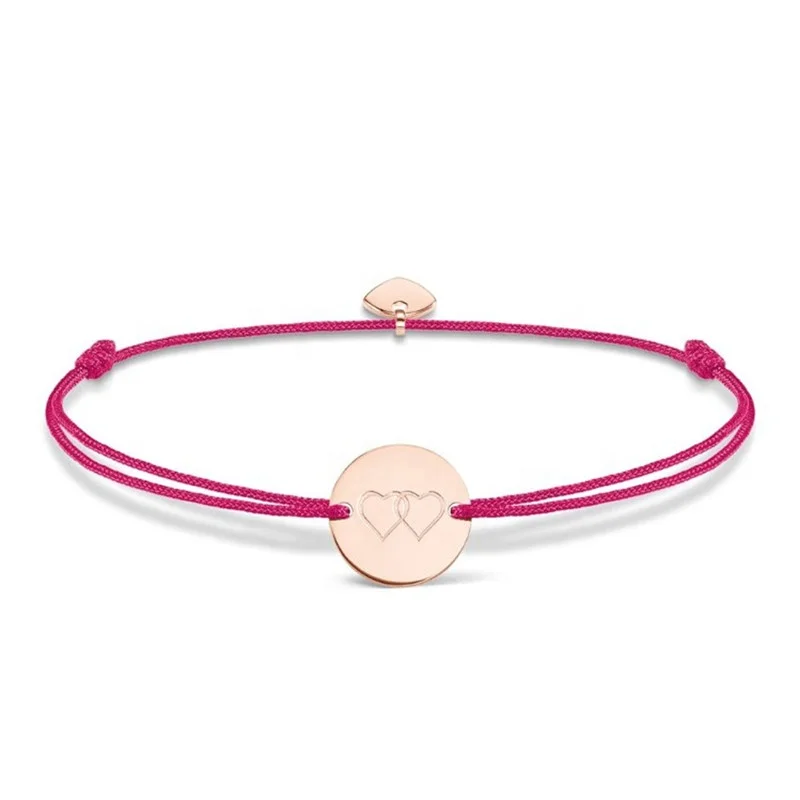 DIY Jewelry Custom Gold Plated Small Disc Logo Engraving Adjustable Multi Color Nylon Rope String Bracelets