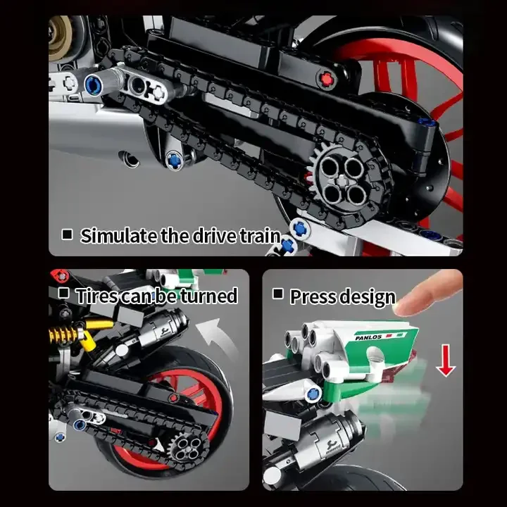 New Arrival Racing Car Kit Simulation Ducati V4S Motorcycle Autocycle Model Building Blocks Bricks Toys