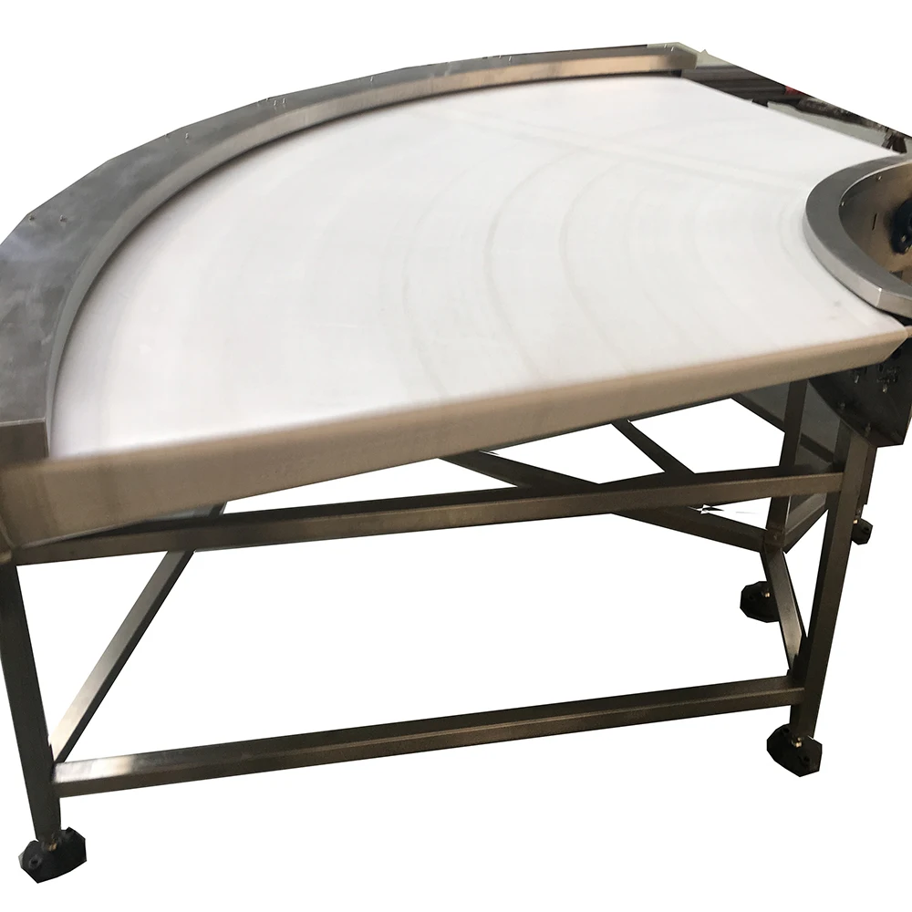 90 degree curved belt conveyor for small cakes