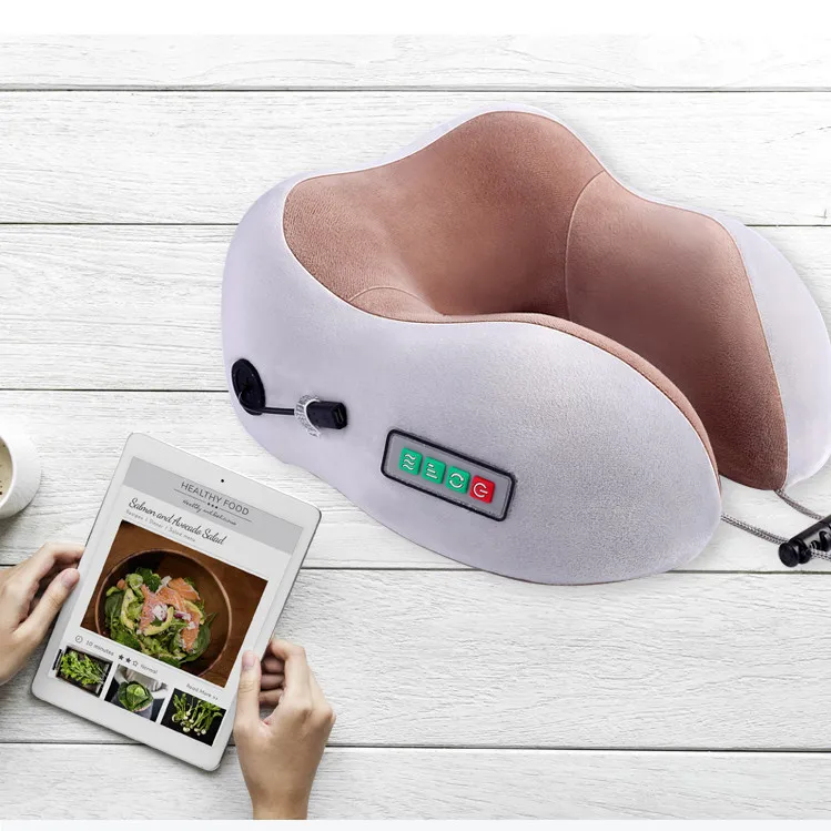 Car/home use business trip travel electric U shape massage pillow soft neck massager