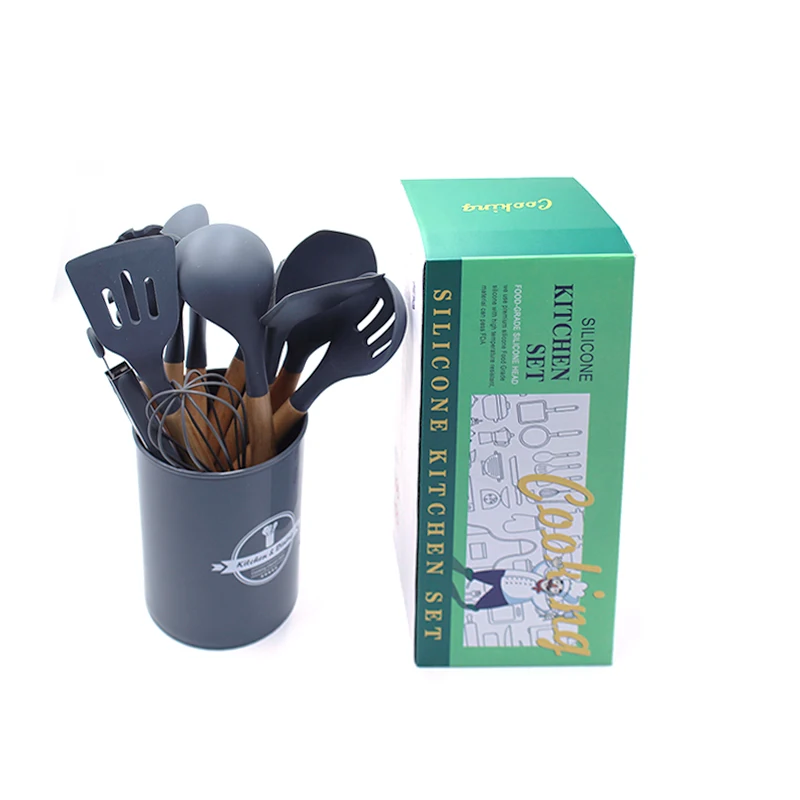 wholesale 12 Pcs Premium Non-Stick Silicone Kitchen Cooking Utensil Spatula Set with Storage Box