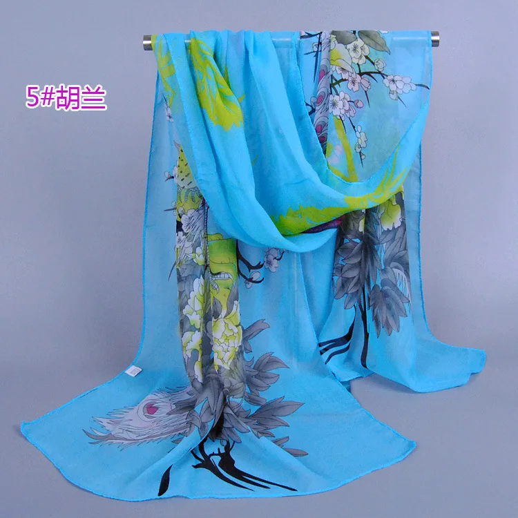Hot Sale Multicolor Women Fashion Scarves Spring Summer Custom Printed Chiffon Silk Scarf
