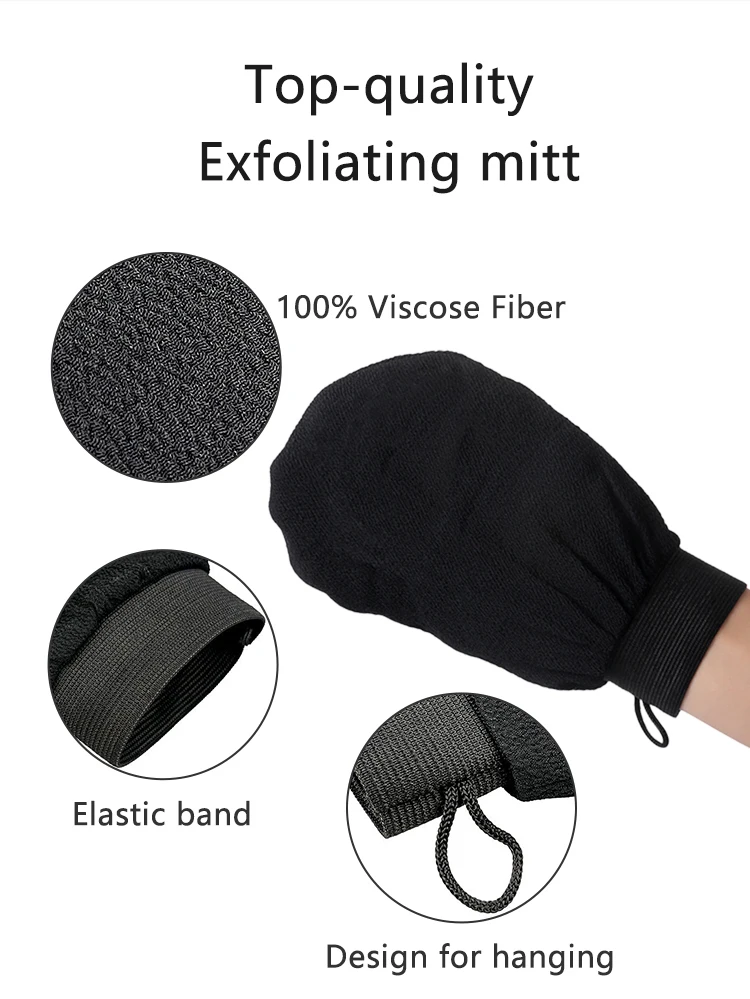 Single Layer Exfoliator Mitt Gloves Black Bath Shower Dead Skin Removal Gloves Exfoliating Bath Gloves Scrubbing