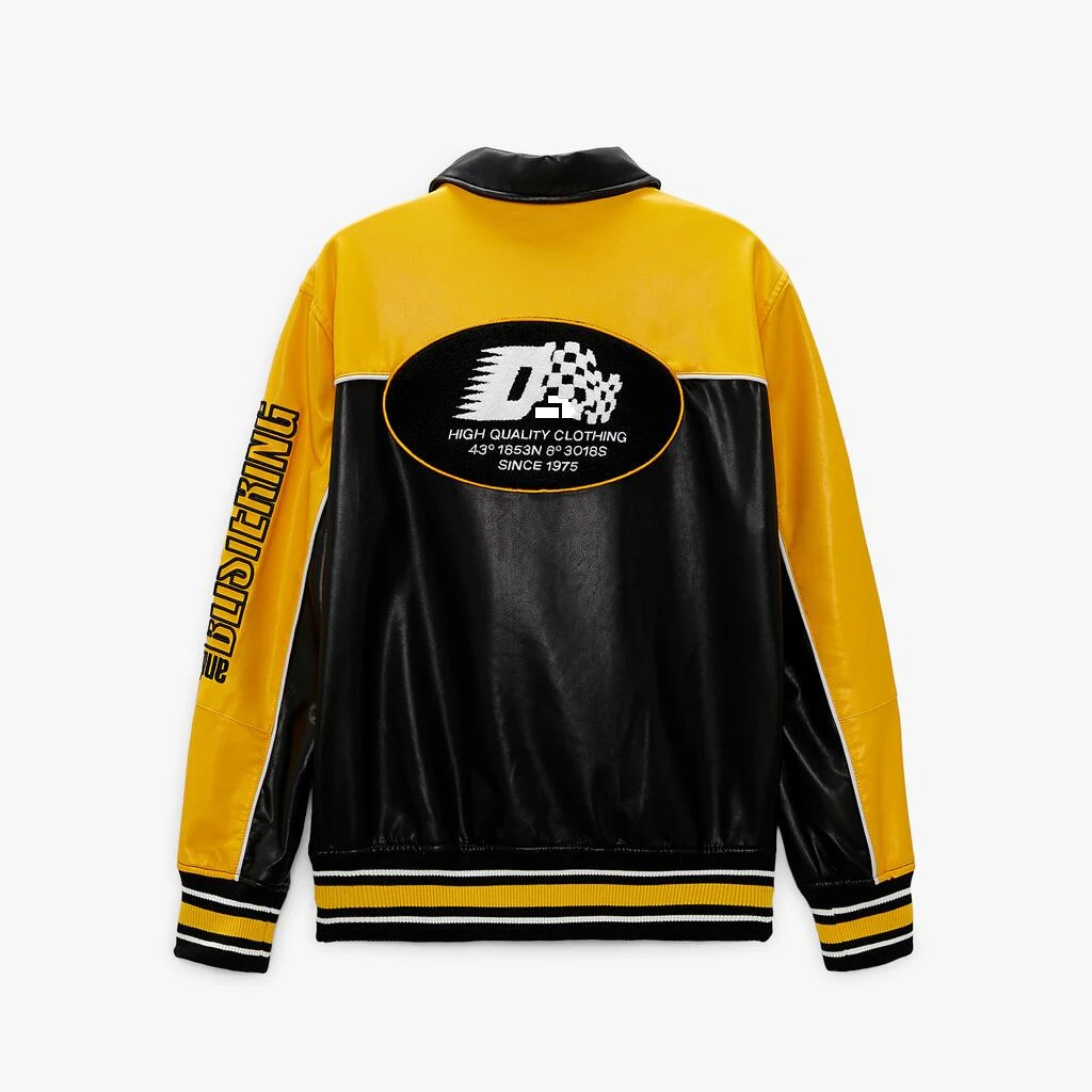 Wholesale Vintage Custom Winter Jackets Turn-Down Collar Ribbed Trim Patches Puff Print Leather Mens Varsity Jacket