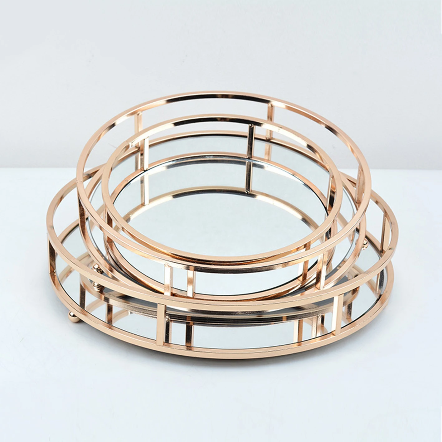 Home Decoration Storage Trays Silver Restaurant Tea Coffee Fancy Serving Dishes for Eid Mubarak