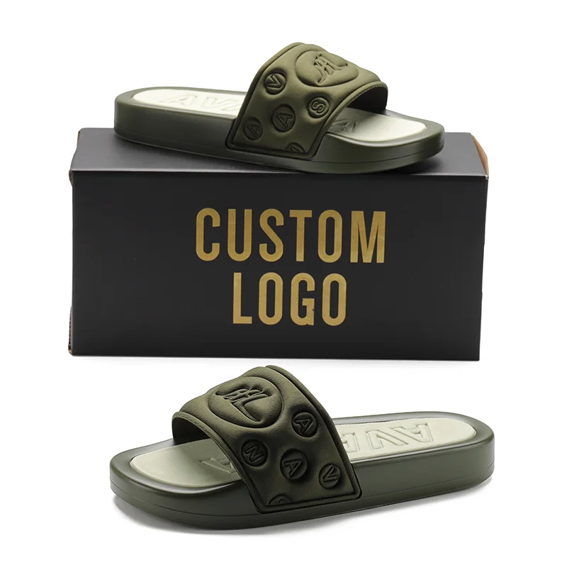 Henghao Oem Odm Low Moq 2 Color Sole Eco-Friendly Non Slip Slipper Unisex Slide Sandals Custom Logo Slides Men Slipper