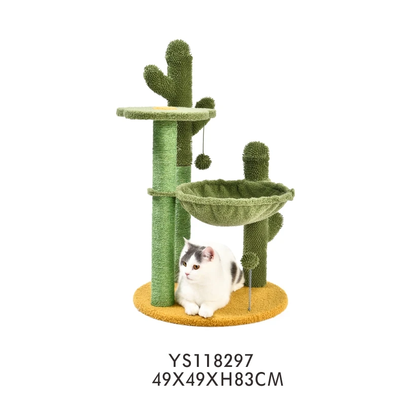 Cat Tree 33 Inches Cactus Cat Tower With Sisal Covered Scratching Post