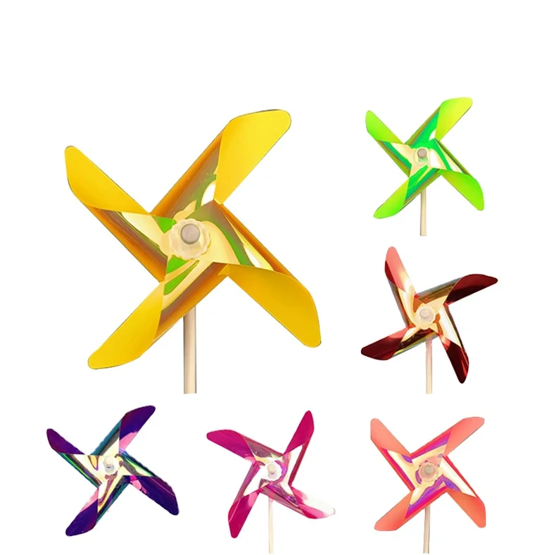 Hand held DIY Multicolor pinwheel for Kids Toy Recycled PET windmill toys yard Decoration