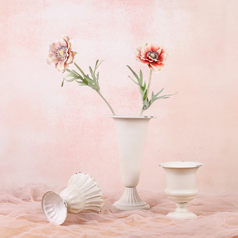 JAYWOOD white metal wrought iron flower vase Wedding banquet photography ornament decorative props