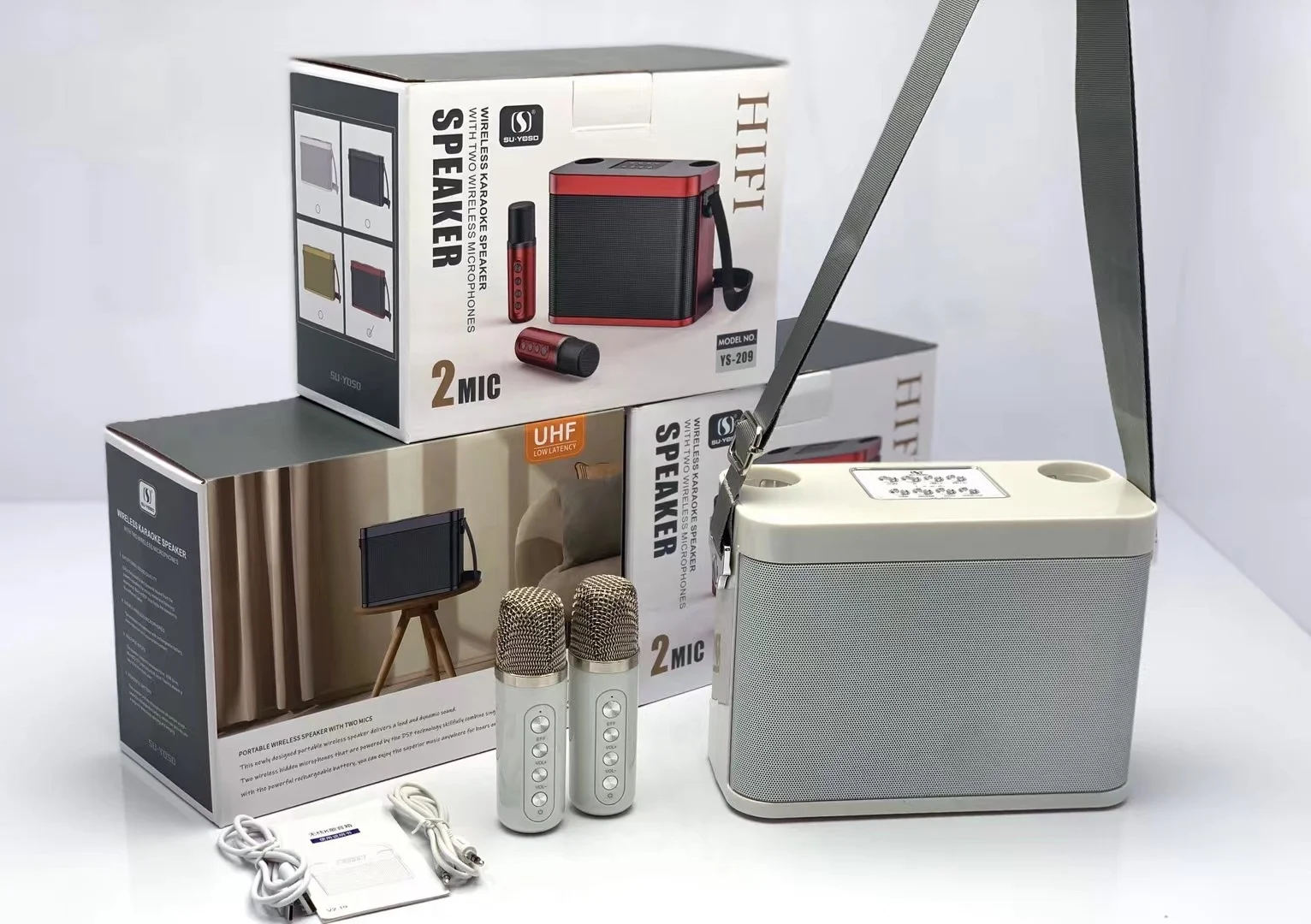 2 in 1 Portable Karaoke Wireless Bluetooth Speaker Dual Microphone Speaker High Power Subwoofer Family KTV party singing