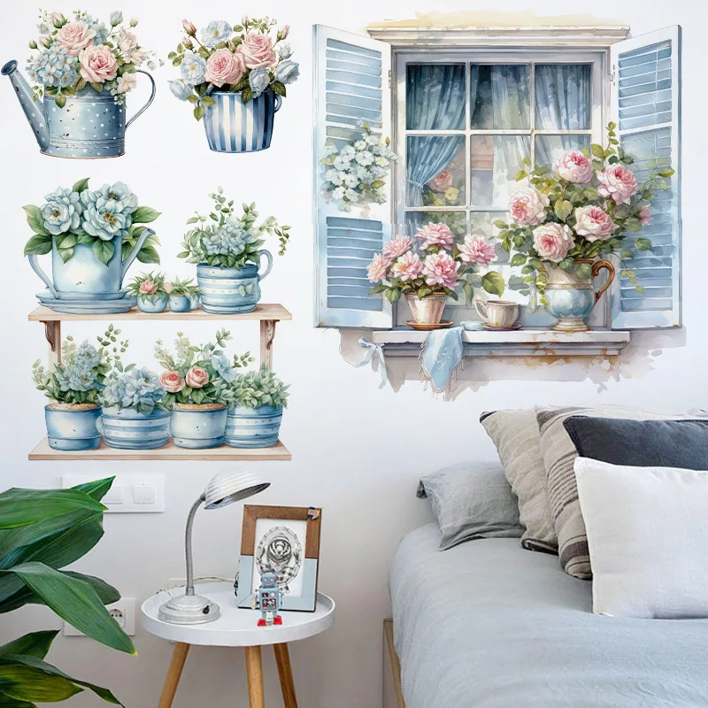 tropical plant wall stickers green big leaves with colored butterflies wallpaper self adhesive wall mural modern home decor