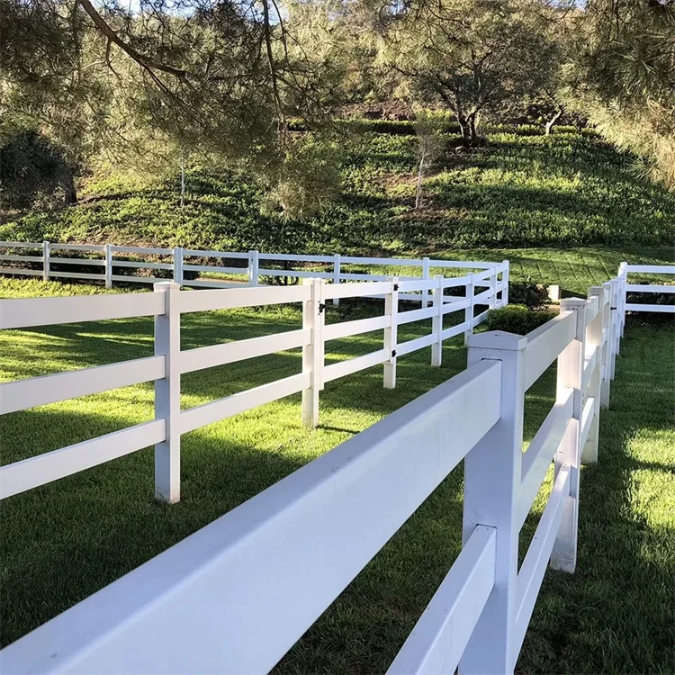 Easily Assembled UV Resistant 3 Rail plastic Vinyl PVC Horse Fence ,Cheap PVC Plastic Vinyl Coated Ranch Paddock Horse Fencing