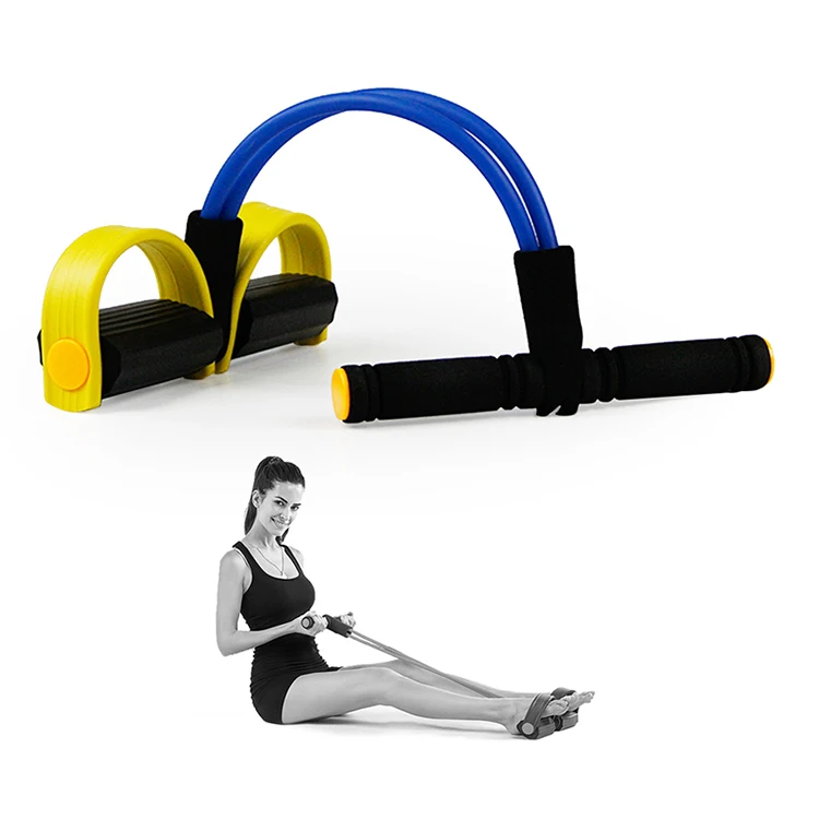 Yellow Color Hand Foot Rubber Tube Exercises