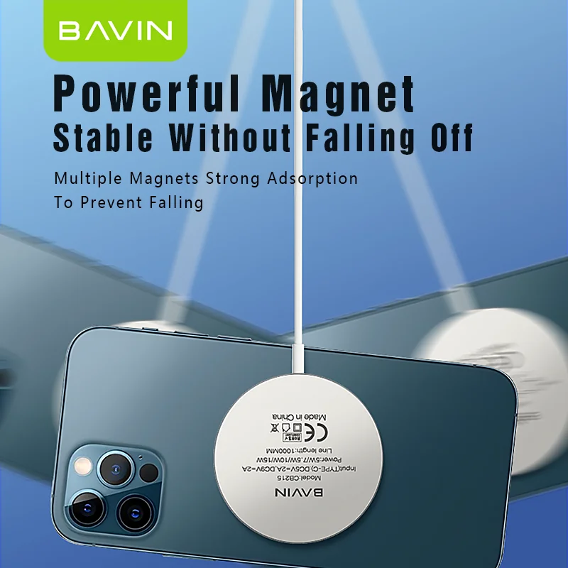 BAVIN CB215 Universal Magnetic Qi 5W 10W Smart Wireless charger wireless magnetic induction charger for iphone
