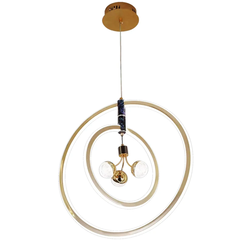 New design Cheap Hot sell Modern simple creative Three color changeable LED acrylic ring Decorative pendant lamp Indoor lighting