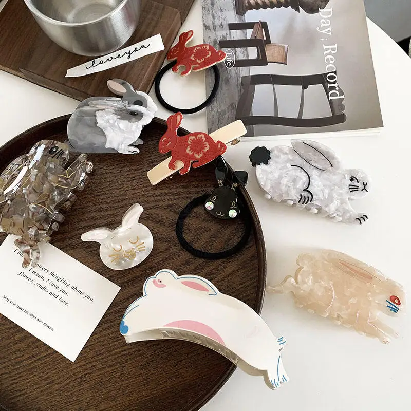 12cm Acetate Giant Rabbit Accesorios Para El Cabello Shark Hair Claw Sweet Cute Clamps Clips For Girl Hair Clips For Women