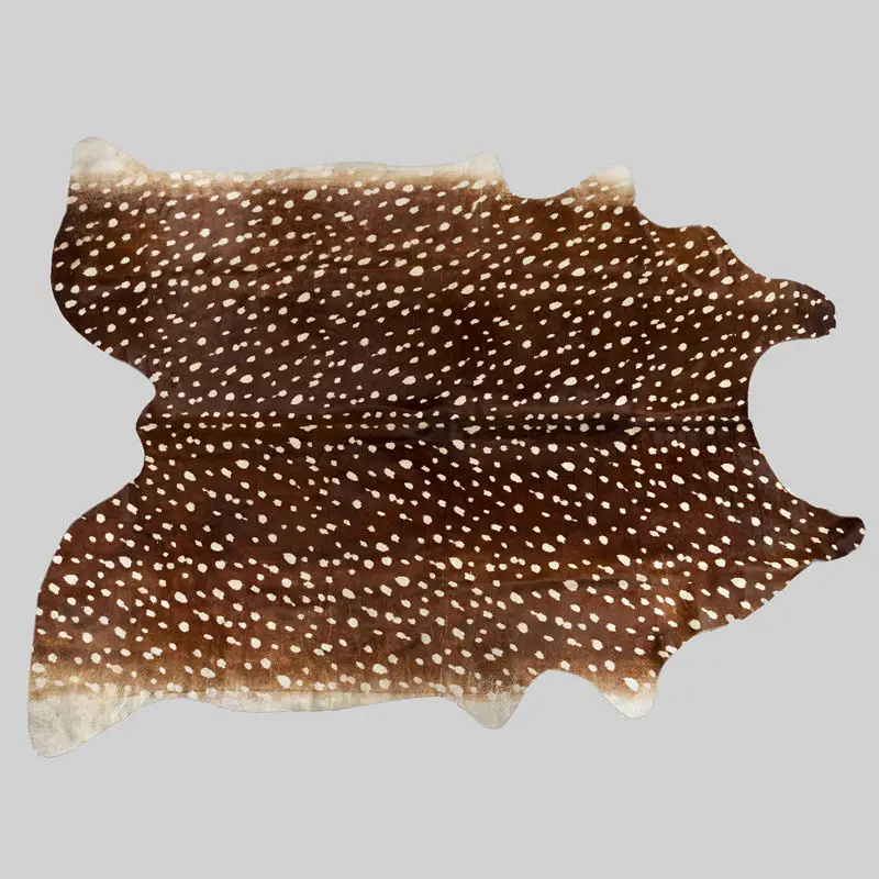 Leather Carpet Faux Skin Fur Carpets Artificial Brown Deer skin Natural Shape Cow Hide Rug