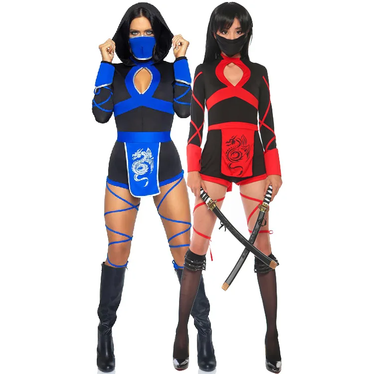 S-XXL Female Samurai Dress Dragon Japanese Ninja Uniform Dragon Ninja Costume Halloween Costume