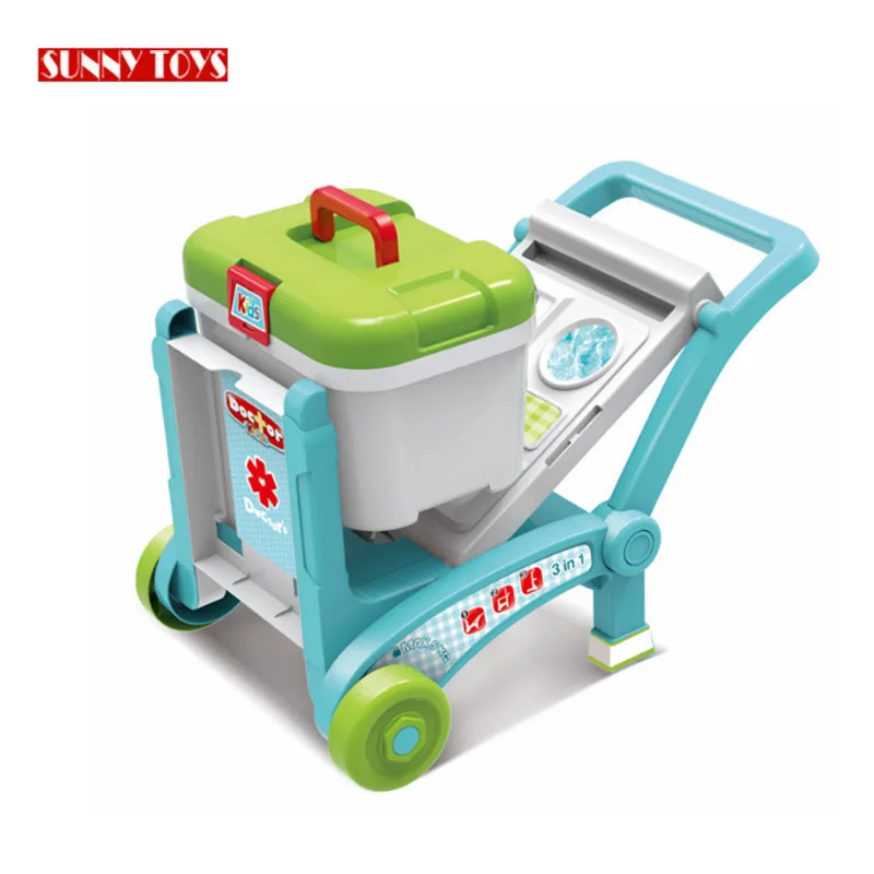 3 in 1 pretend play doctor kit suitcase toys educational plastic kids doctor cart toy for boys girls