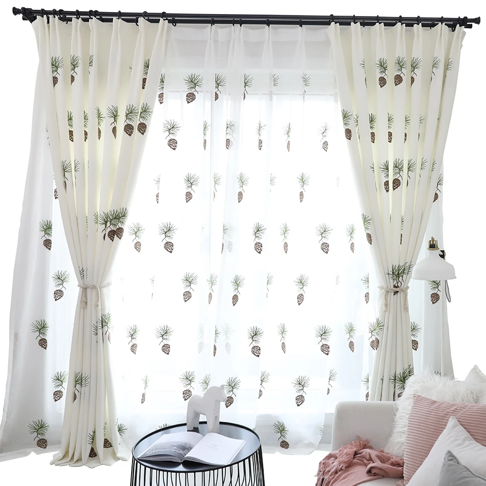 Double Layer Semi-blackout Curtain For Christmas Decoration Window Curtains