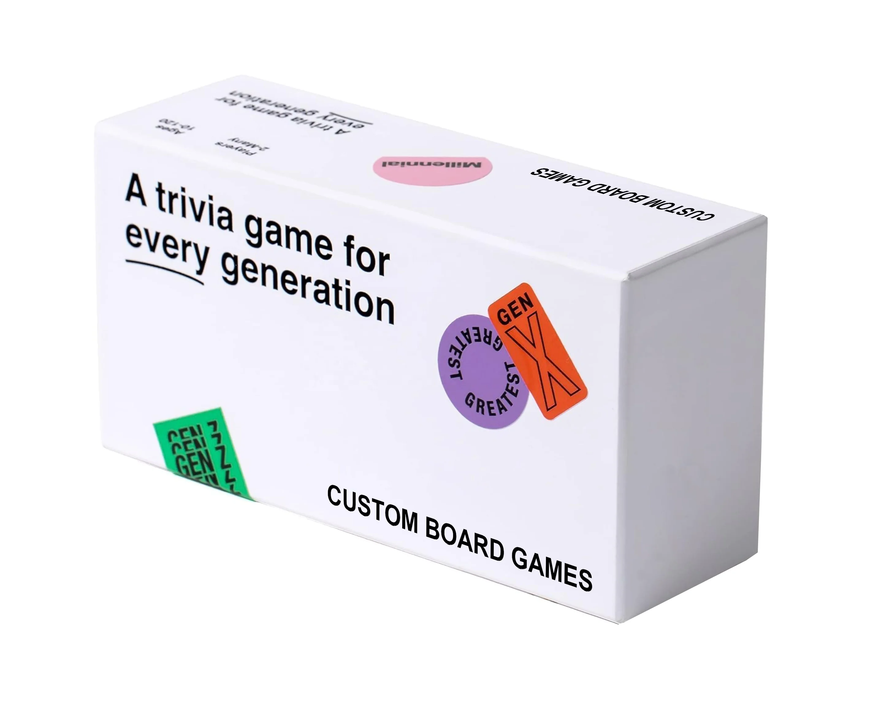 A Trivia Game for the Generations Gen Z Millennial Gen X Boomer Family Games Card Games for Adults & Kids
